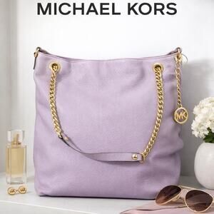 Michael Kors Jet Set Chain Large Pebbled Leather Shoulder Bag - Lilac